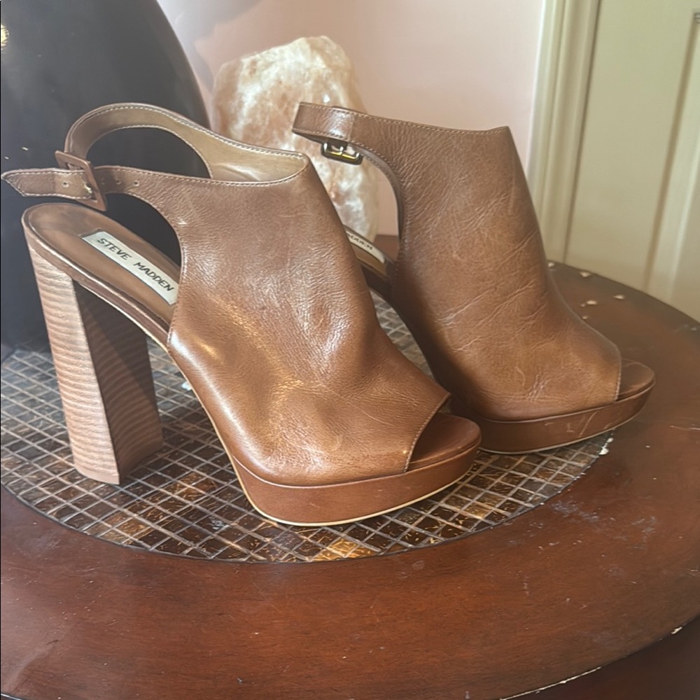 Steve Madden Brown Chunky Heel Slingback